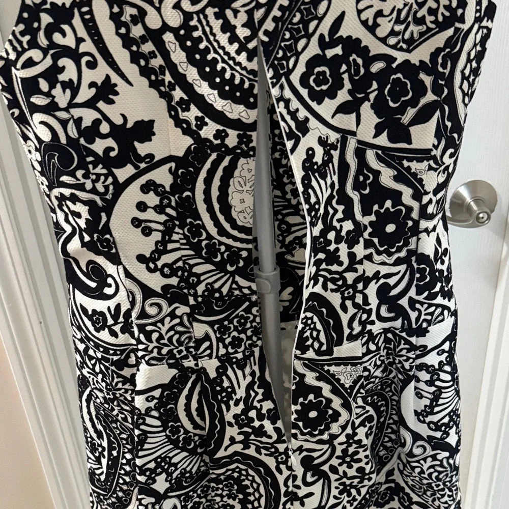 Rickie Freeman Teri Jon Black and White Paisley Dress 4 - Picture 4 of 9